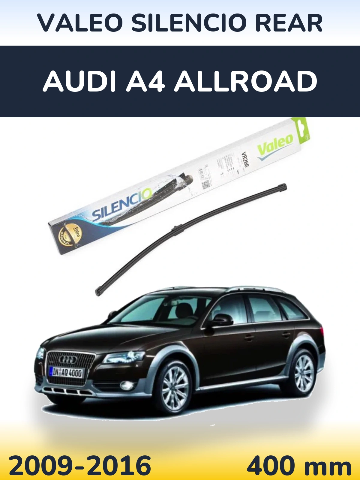 Rear wiper blade Valeo Silencio Rear 400 mm for Audi A4 Allroad 2009-2016