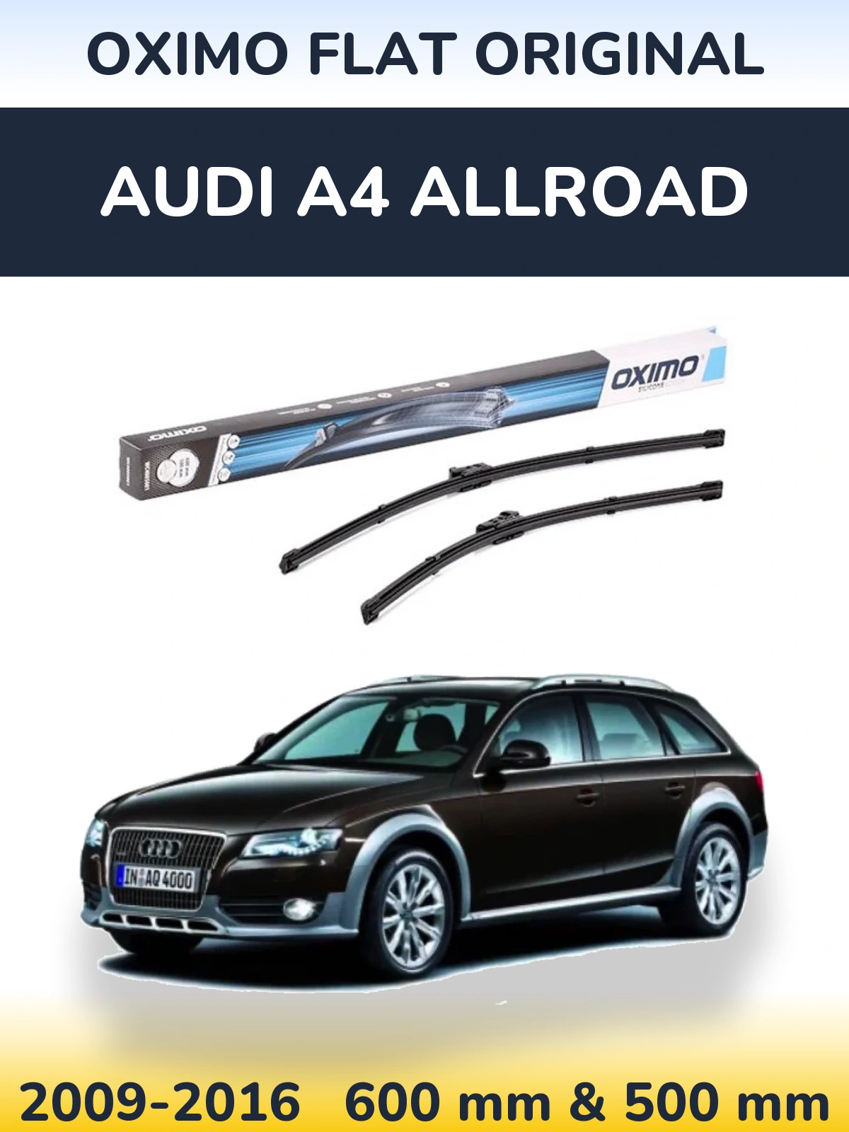 Front wiper blade set Oximo Flat Original 600 & 500 mm for Audi A4 Allroad 2009-2016