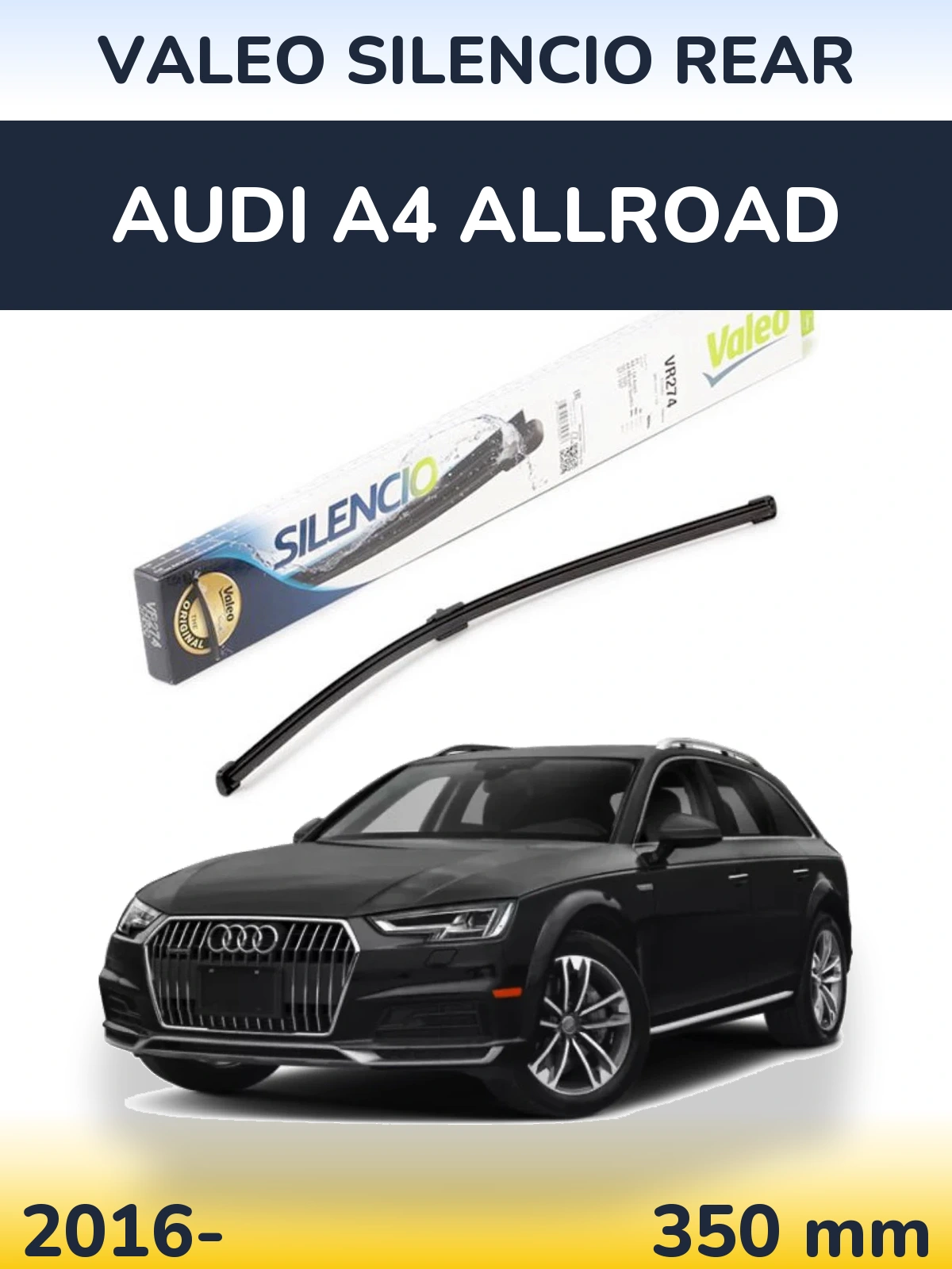Rear wiper blade Valeo Silencio Rear 380 mm for Audi A4 Allroad 2016-2026