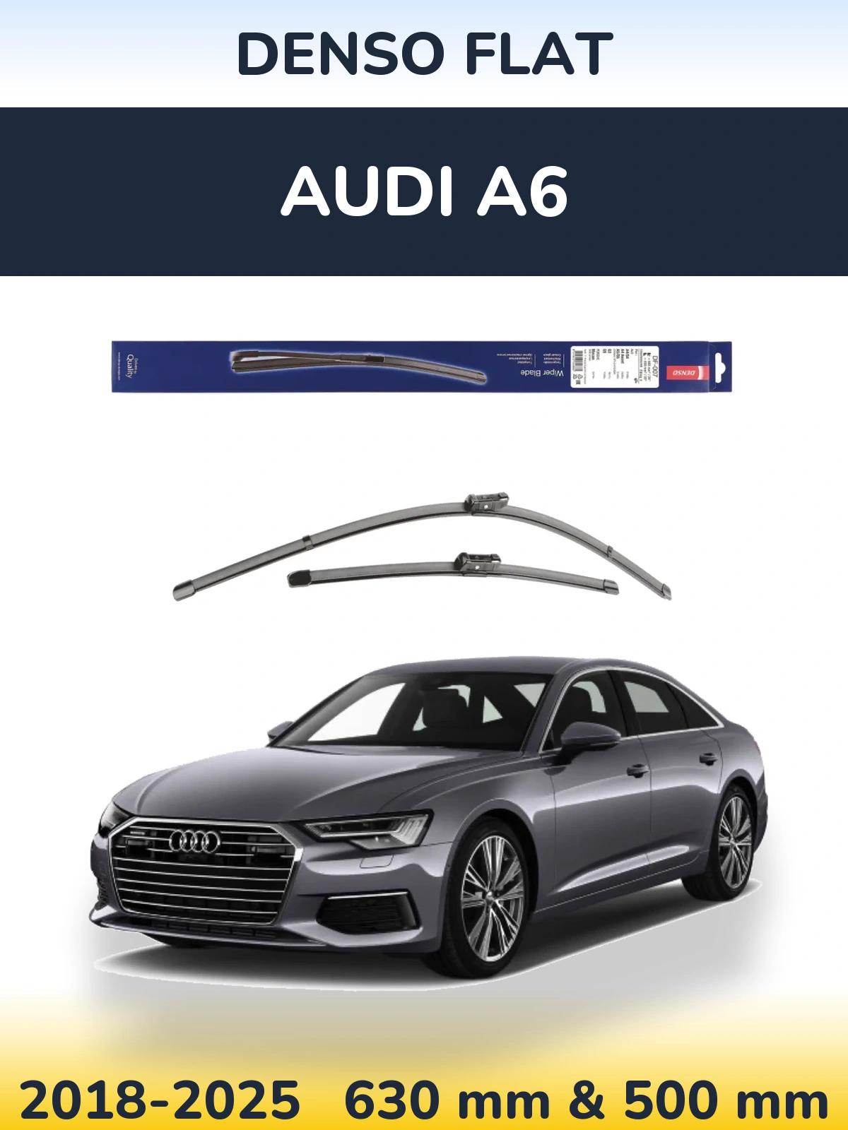 Front wiper blade set Denso Flat 600 & 500 mm for Audi A6 2018-2025