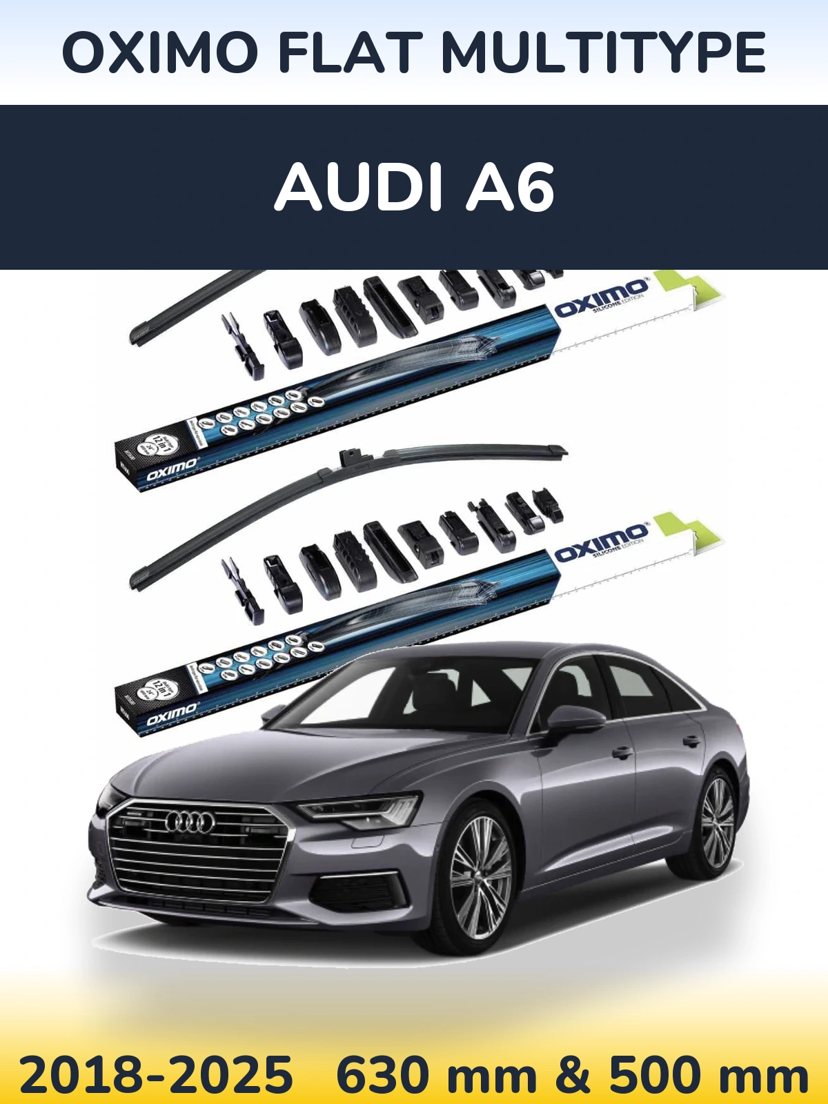 Комплект передніх щіток Oximo Flat MultiТипe 600 & 500 мм для Audi A6 2018-2025