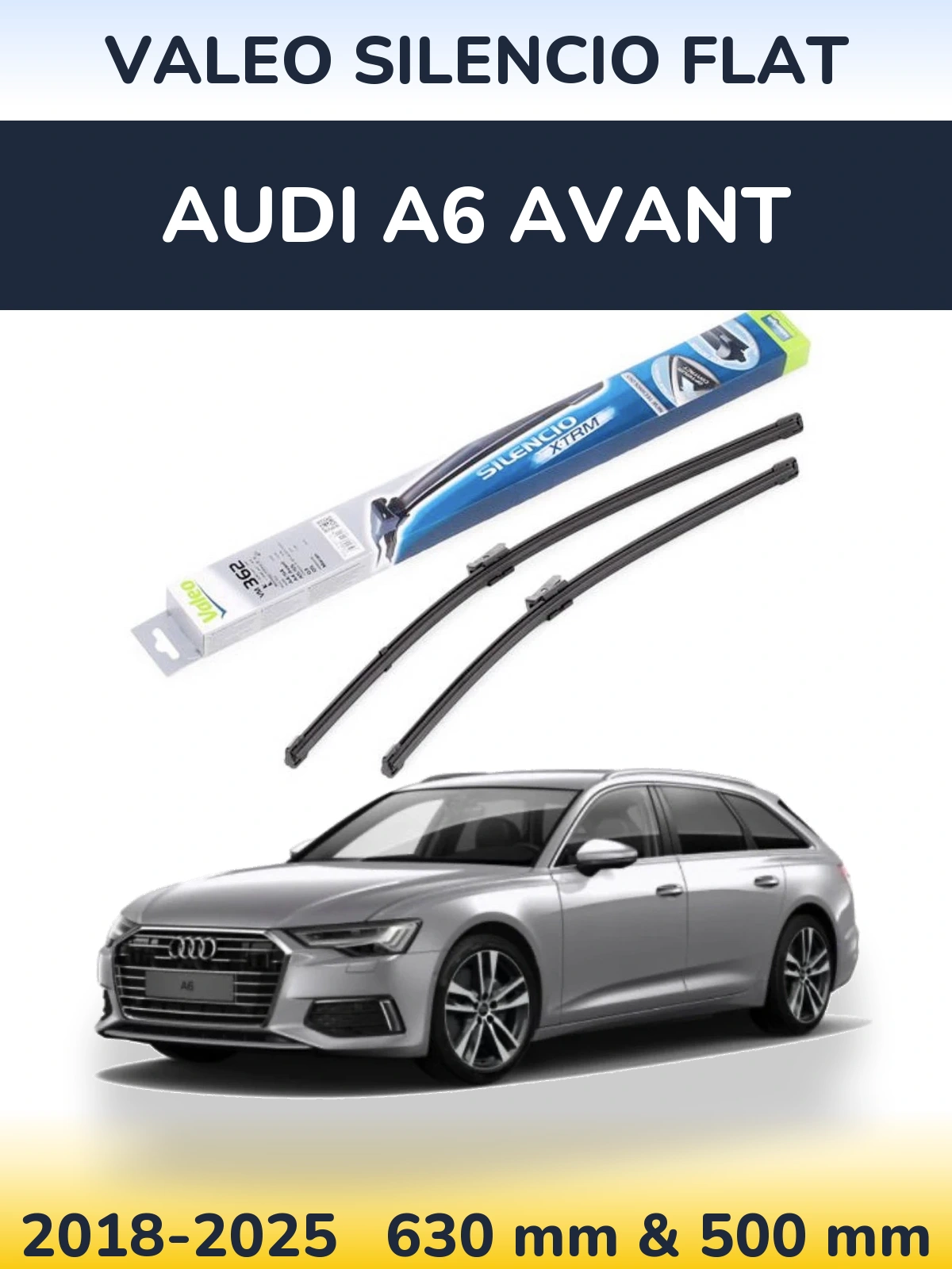 Комплект передних дворников Valeo Silencio Flat 600 & 500 мм для Audi A6 Avant 2018-2025