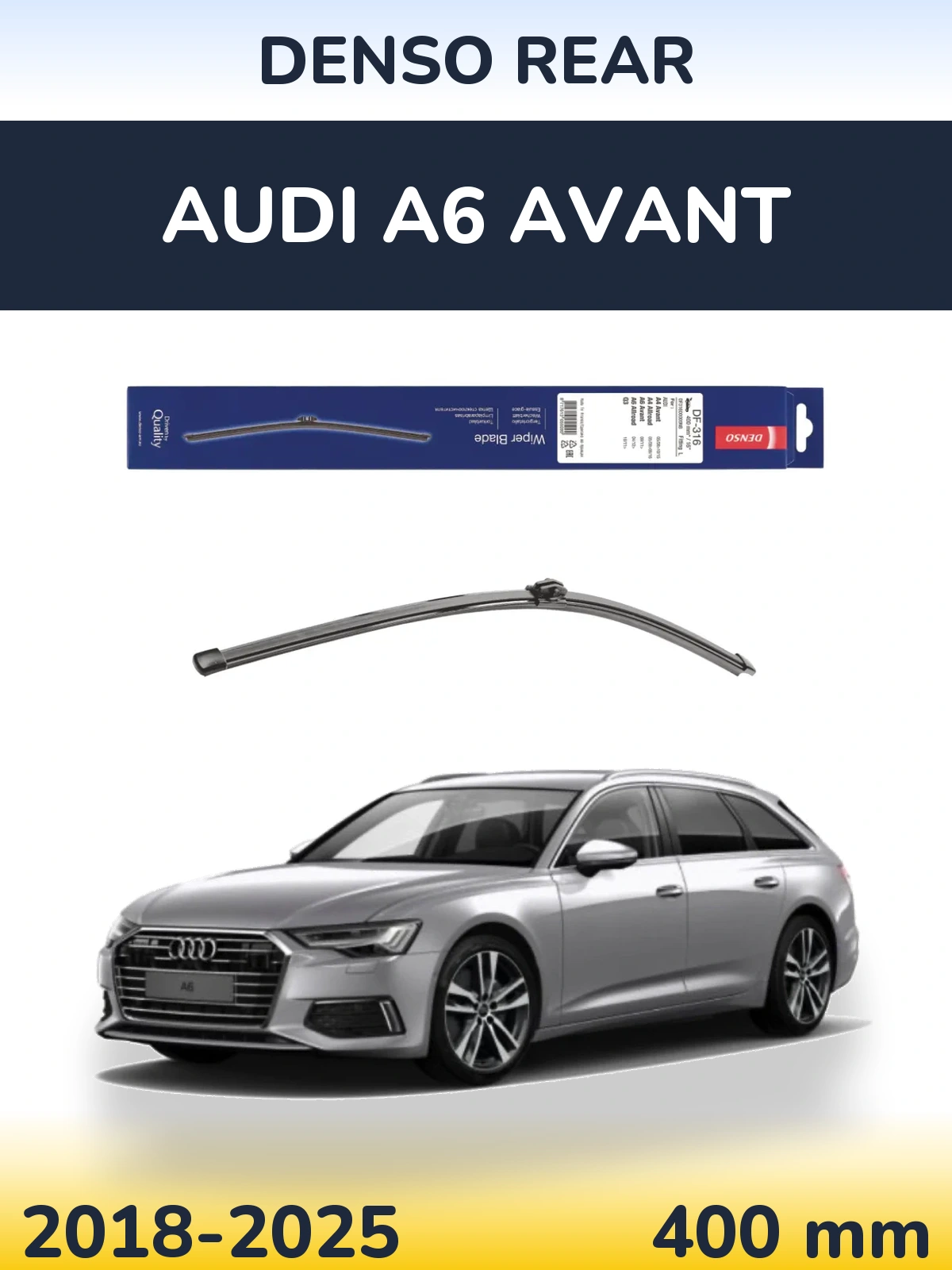 Rear wiper blade Denso Rear 400 mm for Audi A6 Avant 2018-2025