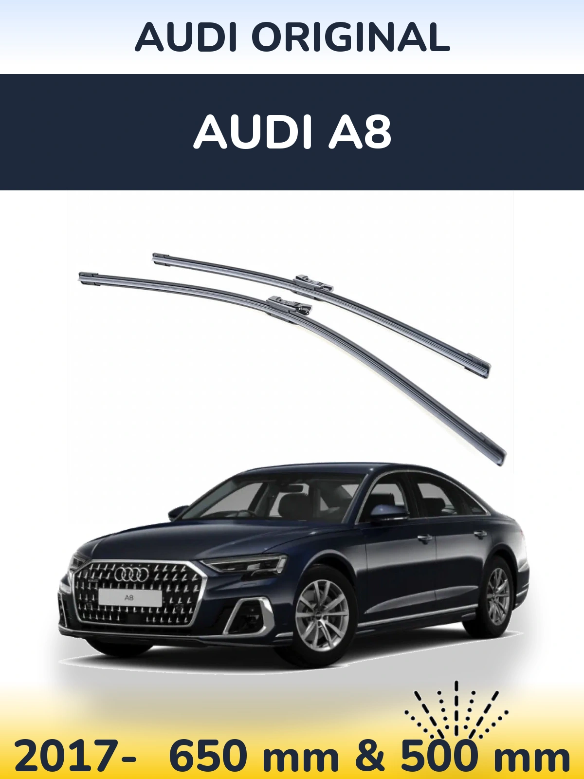 Front wiper blade set Audi OEM Audi Original 650 & 500 mm for Audi A8 2017-2026