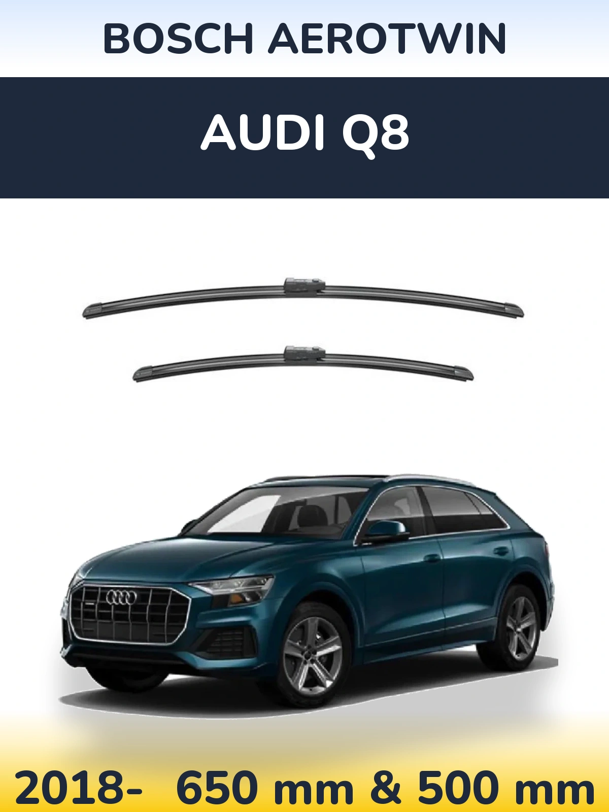 Комплект передних дворников BOSCH AeroTwin 650 & 500 мм для Audi Q8 2018-2026