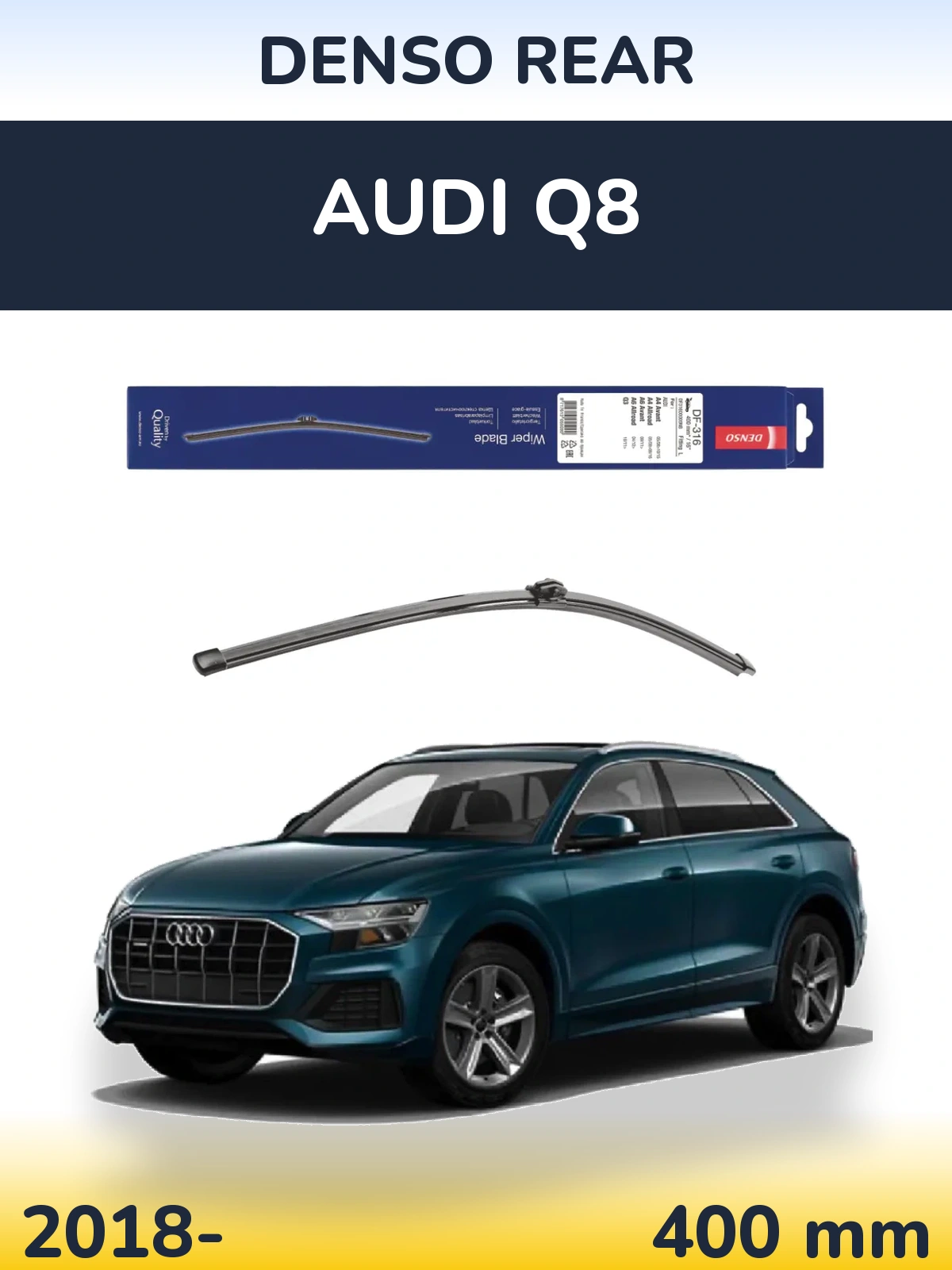 Rear wiper blade Denso Rear 400 mm for Audi Q8 2018-2026