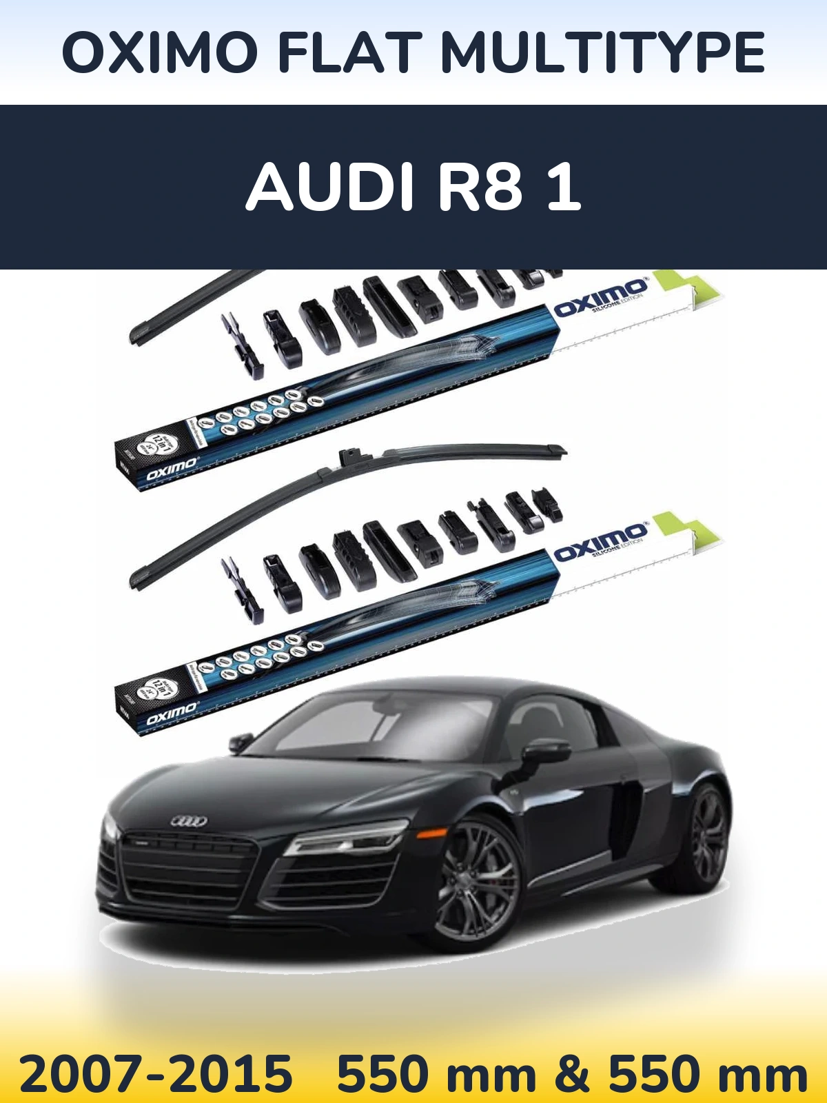 Front wiper blade set Oximo Flat MultiTypee 550 & 550 mm for Audi R8 1 2007-2015