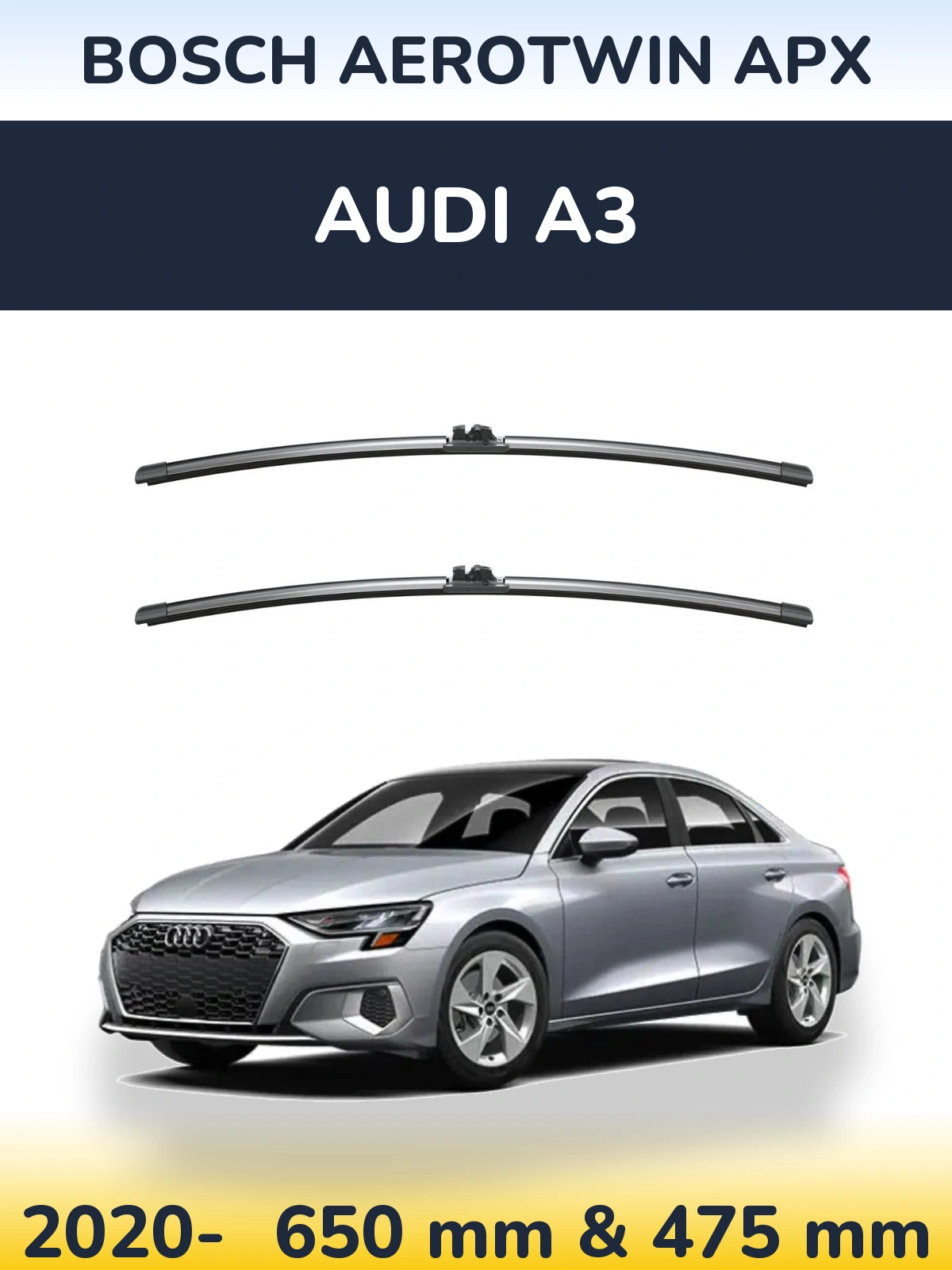 Комплект передних дворников BOSCH AeroTwin APX 650 & 475 мм для Audi A3 2020-2026