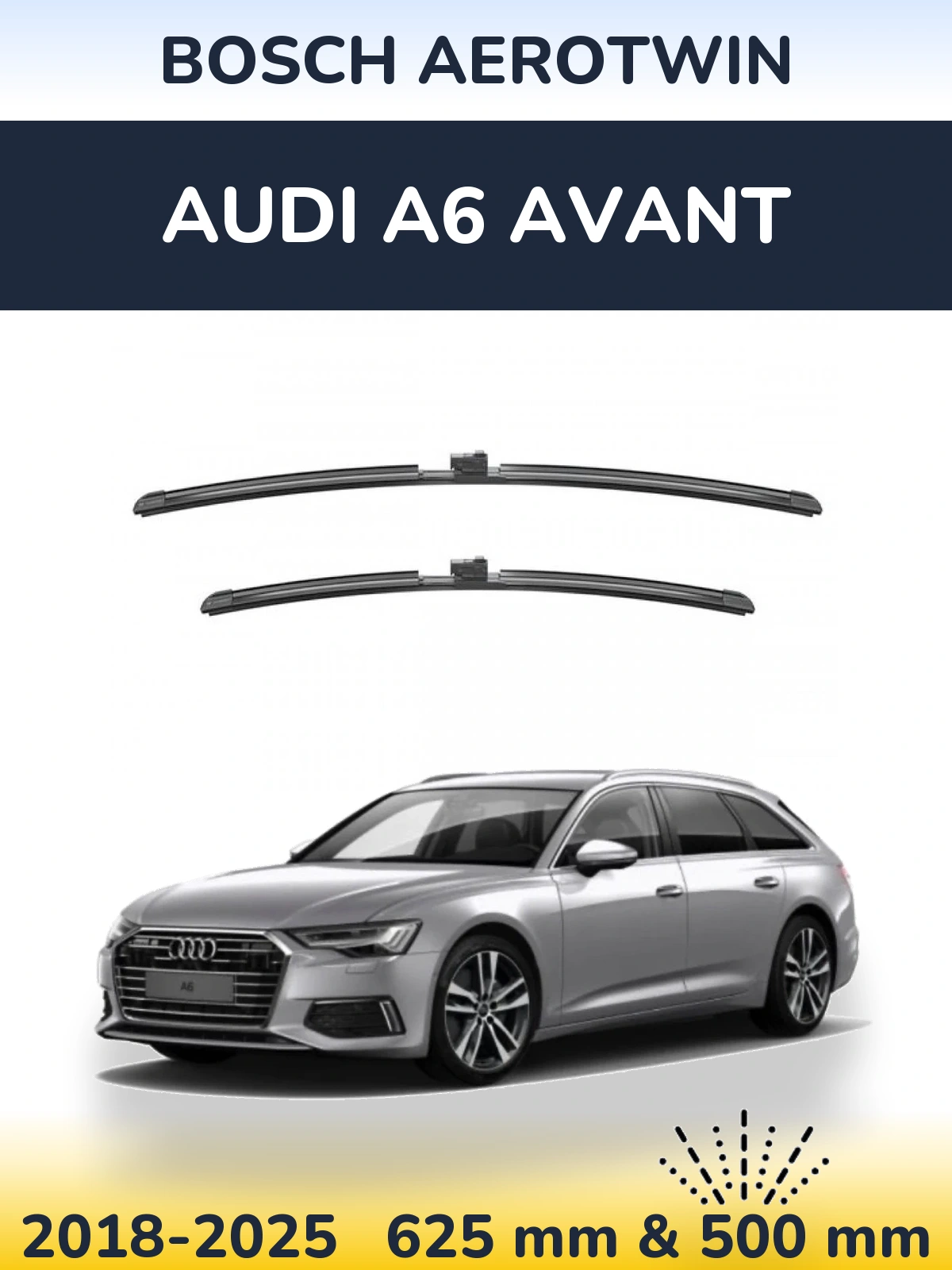 Front wiper blade set BOSCH AeroTwin 625 & 500 mm for Audi A6 Avant 2018-2025
