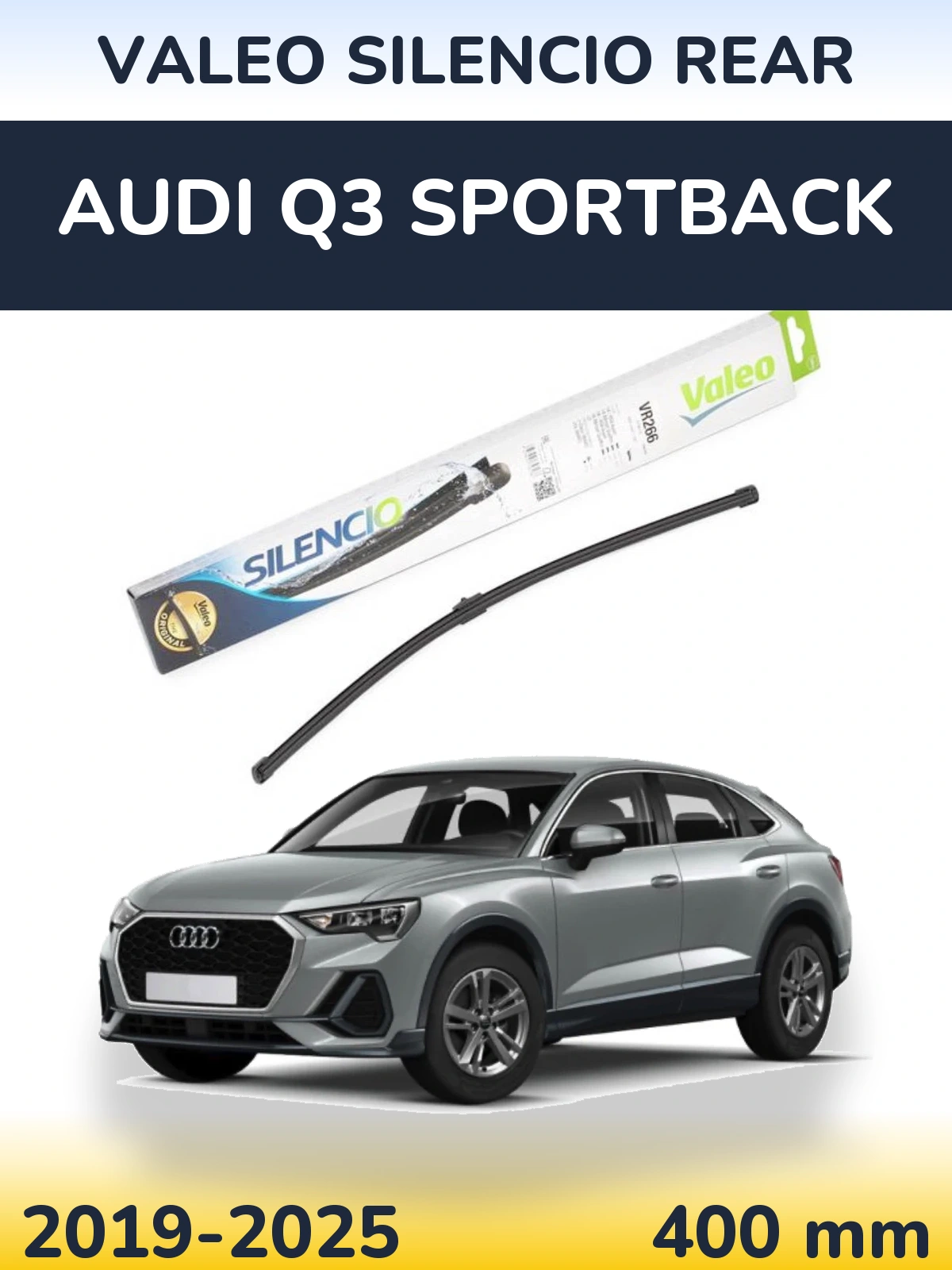 Rear wiper blade Valeo Silencio Rear 400 mm for Audi Q3 Sportback 2019-2025