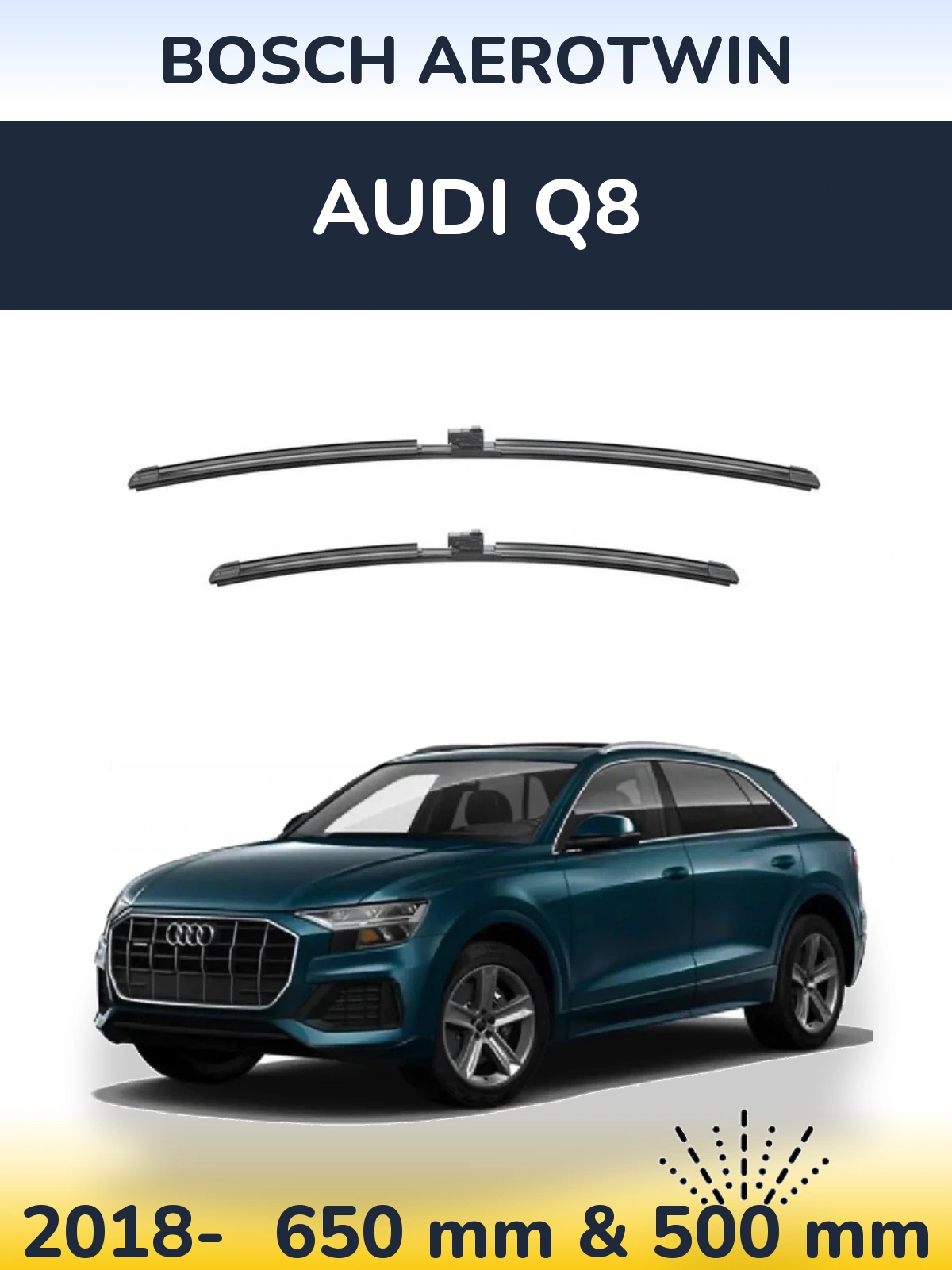Комплект передних дворников BOSCH AeroTwin 650 & 500 мм для Audi Q8 2018-2026