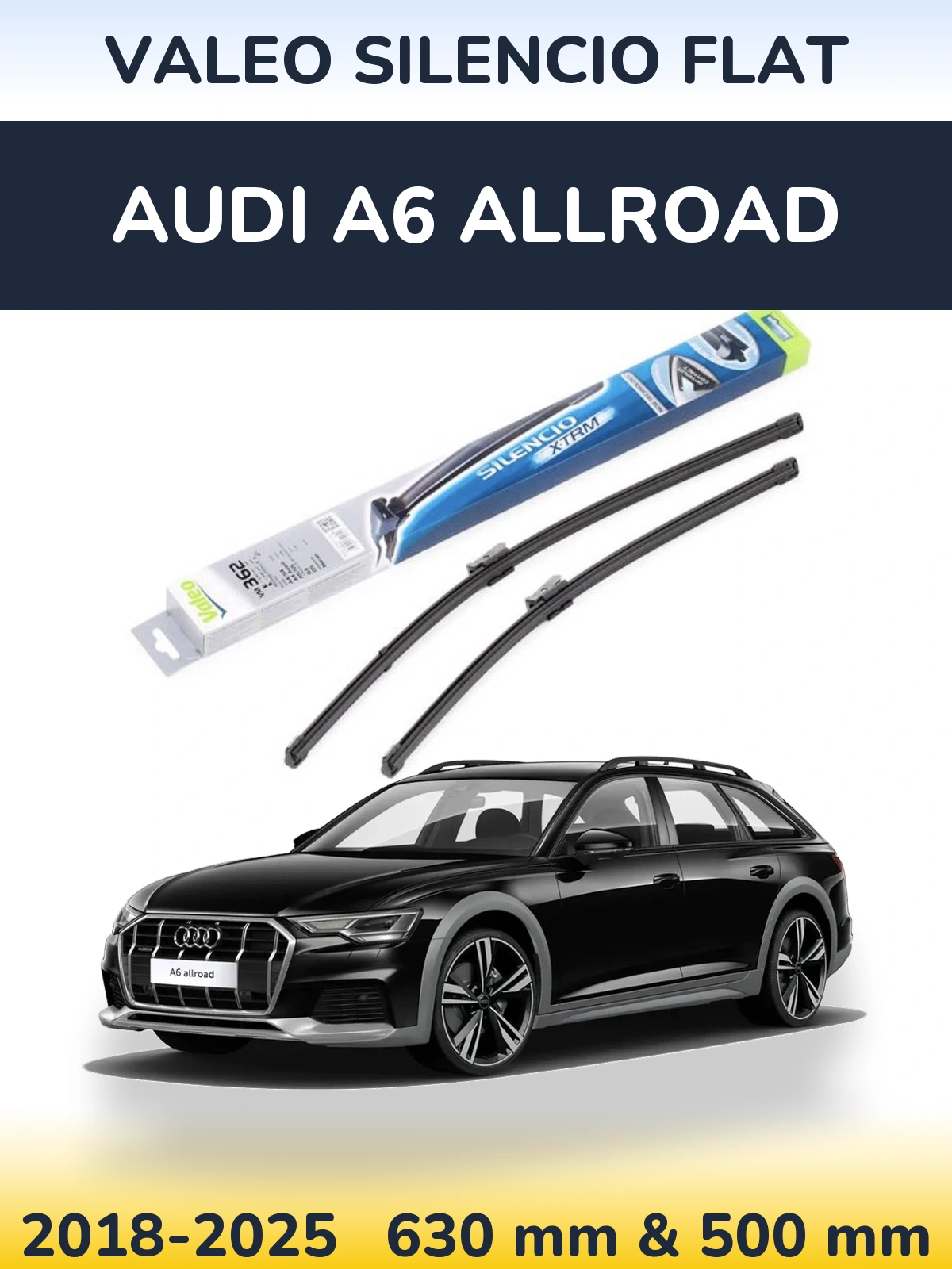 Комплект передніх щіток Valeo Silencio Flat 600 & 500 мм для Audi A6 Allroad 2018-2025