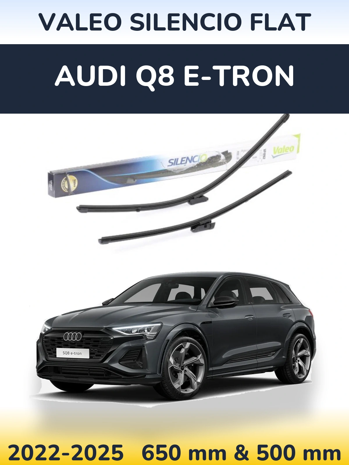 Комплект передніх щіток Valeo Silencio Flat 630 & 500 мм для Audi Q8 e-tron 2022-2025