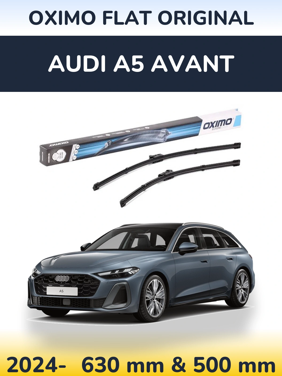 Комплект передних дворников Oximo Flat Original 600 & 500 мм для Audi A5 Avant 2024-2026