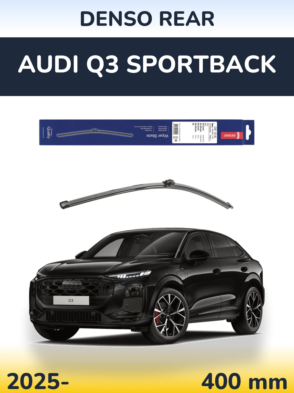 Rear wiper blade Denso Rear 400 mm for Audi Q3 Sportback 2025-2026