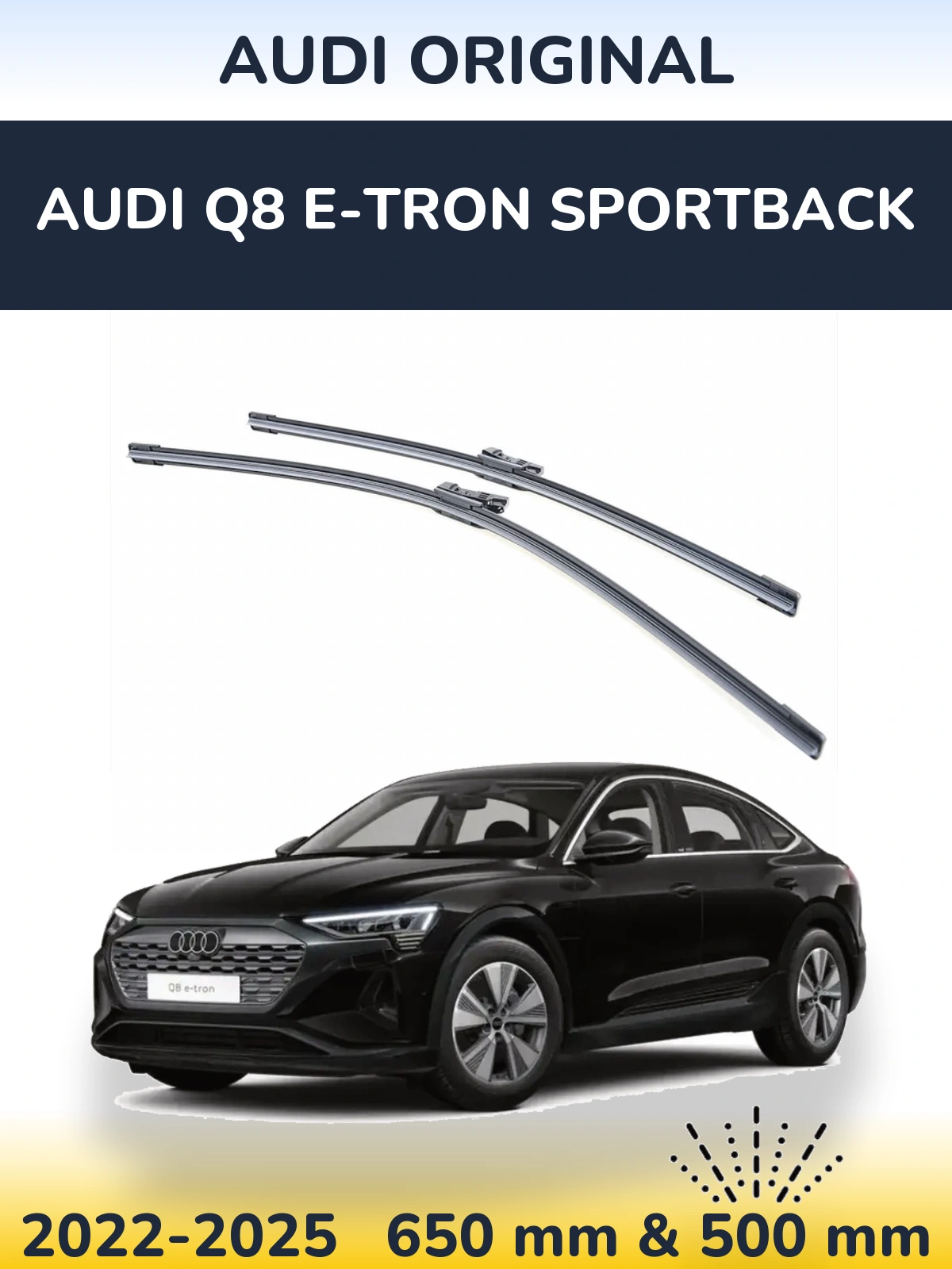 Комплект передних дворников Audi OEM Audi Original 650 & 500 мм для Audi Q8 e-tron Sportback 2022-2025