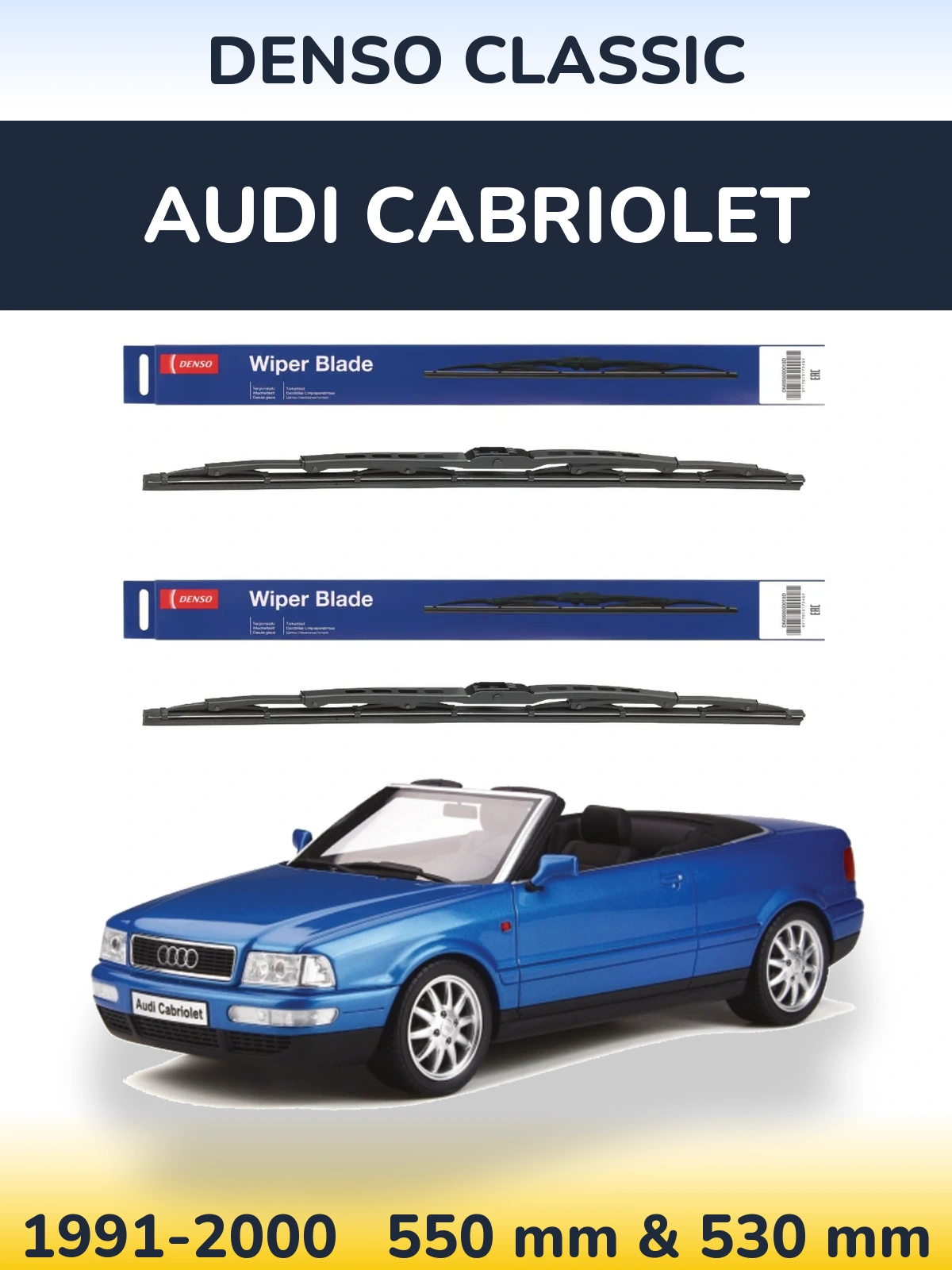 Комплект передних дворников Denso Classic 550 & 530 мм для Audi Cabriolet 1991-2000