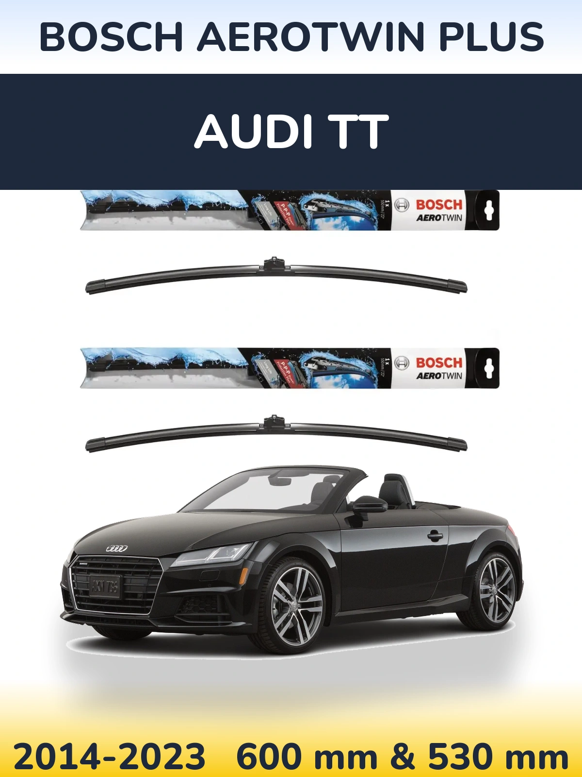 Комплект передніх щіток BOSCH AeroTwin Plus 600 & 530 мм для Audi TT 2014-2023