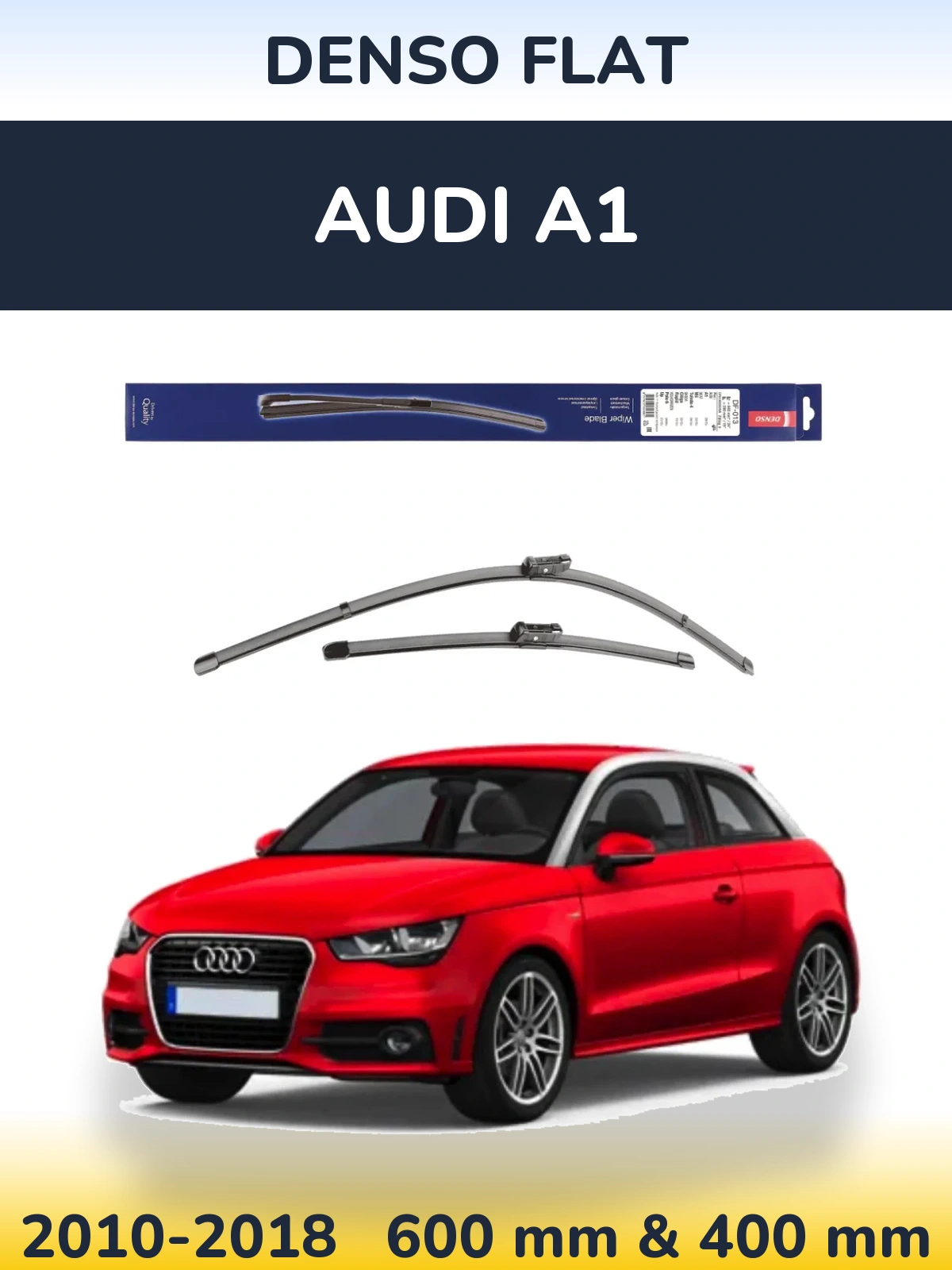 Front wiper blade set Denso Flat 600 & 380 mm for Audi A1 2010-2018