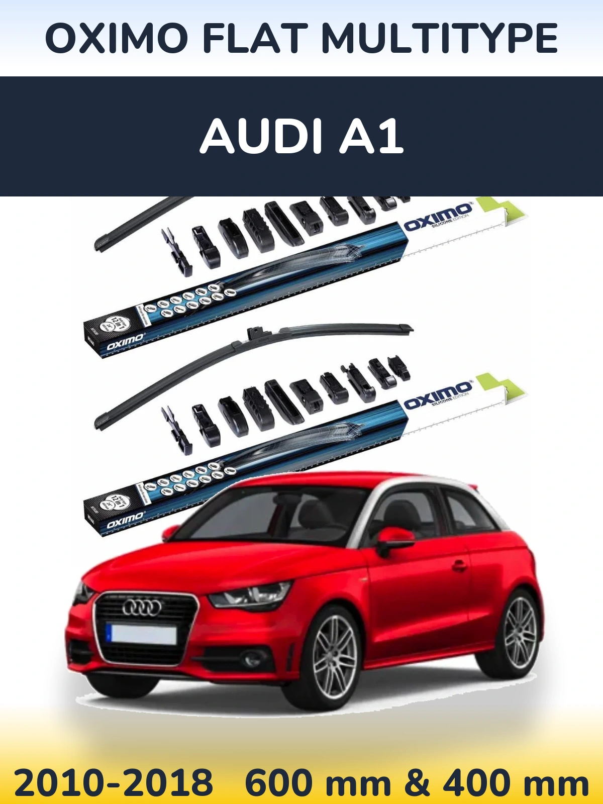 Front wiper blade set Oximo Flat MultiTypee 600 & 400 mm for Audi A1 2010-2018