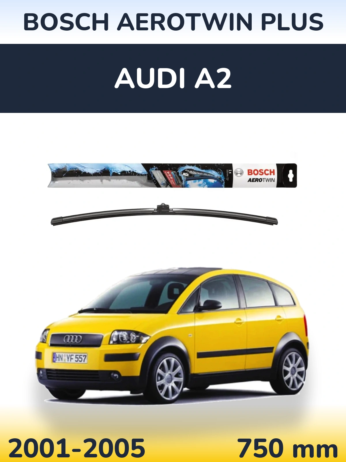 Передний дворник BOSCH AeroTwin Plus 750 мм для Audi A2 2001-2005