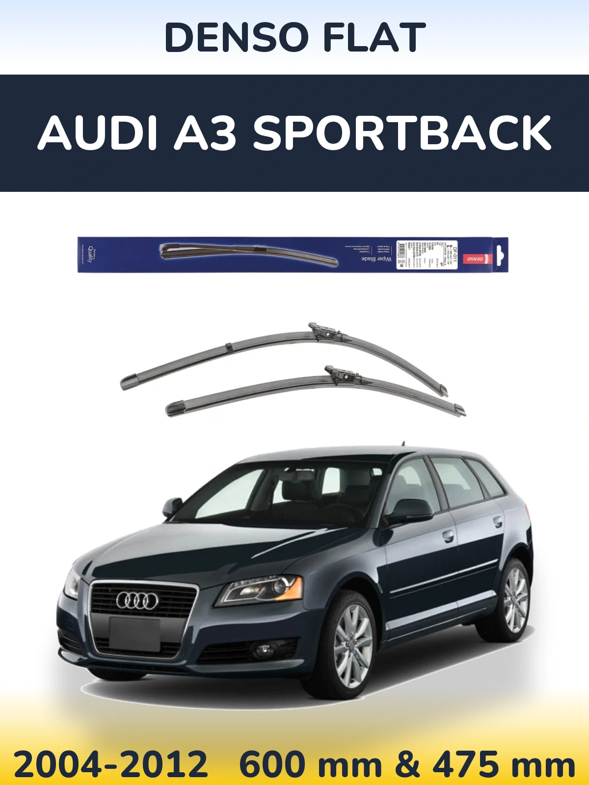 Комплект передніх щіток Denso Flat 600 & 475 мм для Audi A3 Sportback 2004-2012