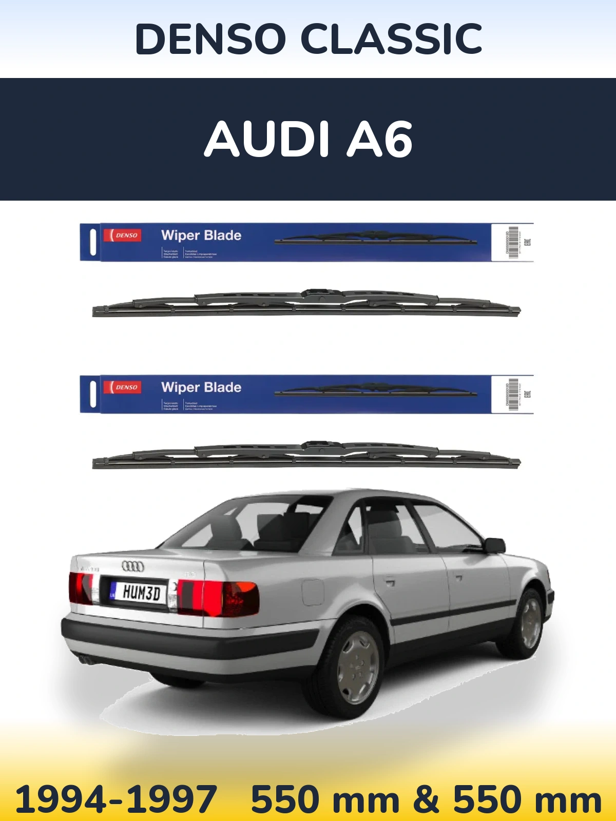 Front wiper blade set Denso Classic 550 & 550 mm for Audi A6 1994-1997