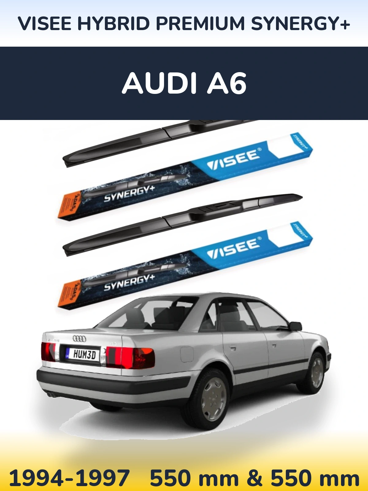 Front wiper blade set VISEE HYBRID PREMIUM SYNERGY+ 550 & 550 mm for Audi A6 1994-1997