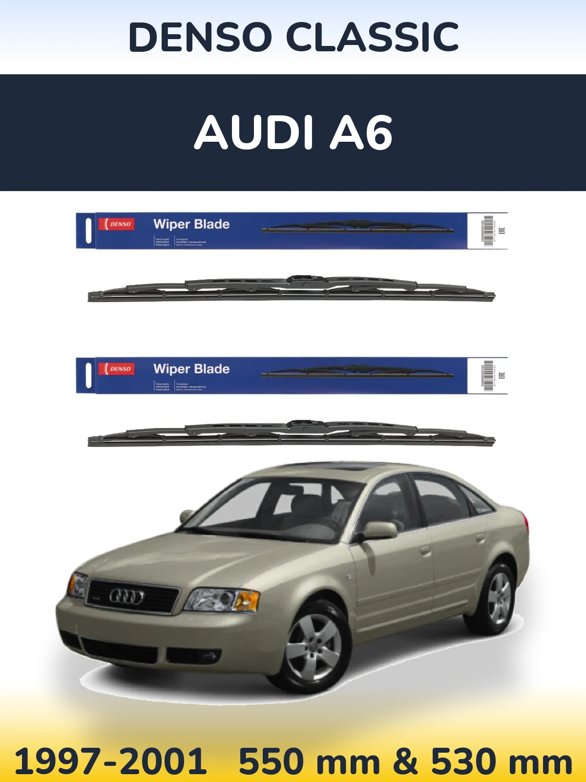 Комплект передних дворников Denso Classic 550 & 530 мм для Audi A6 1997-2001