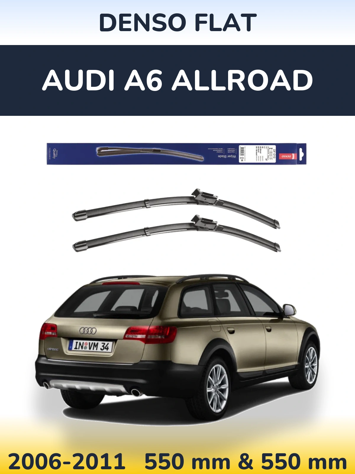 Комплект передніх щіток Denso Flat 550 & 550 мм для Audi A6 Allroad 2006-2011