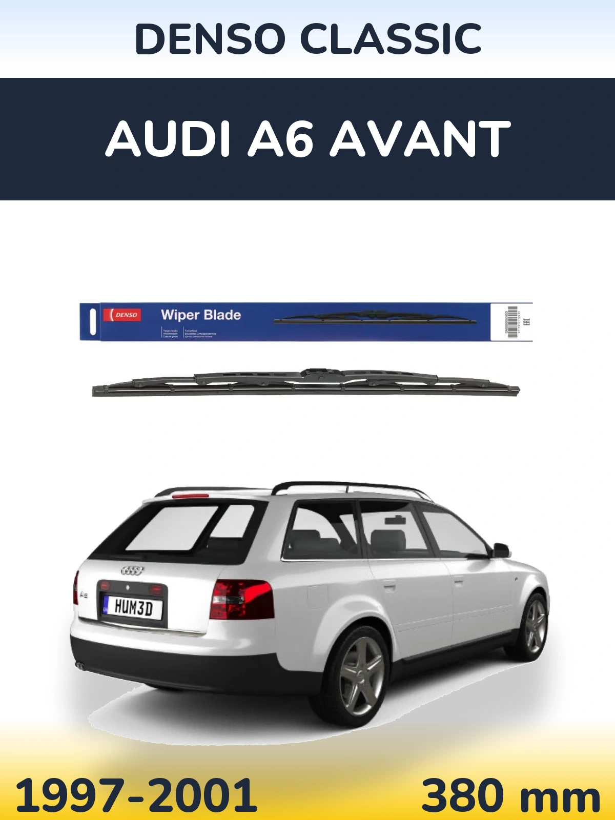Rear wiper blade Denso Classic 380 mm for Audi A6 Avant 1997-2001