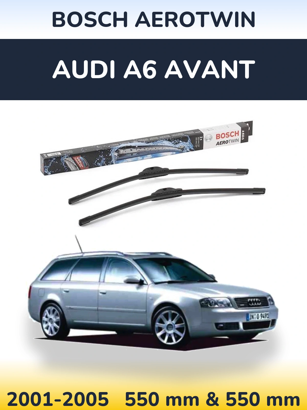 Комплект передніх щіток BOSCH AeroTwin 550 & 550 мм для Audi A6 Avant 2001-2005