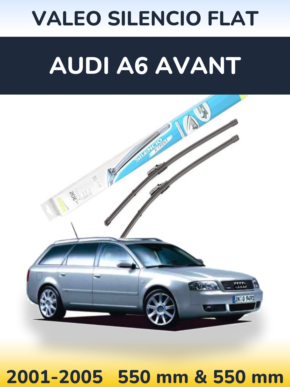 Комплект передніх щіток Valeo Silencio Flat 550 & 550 мм для Audi A6 Avant 2001-2005