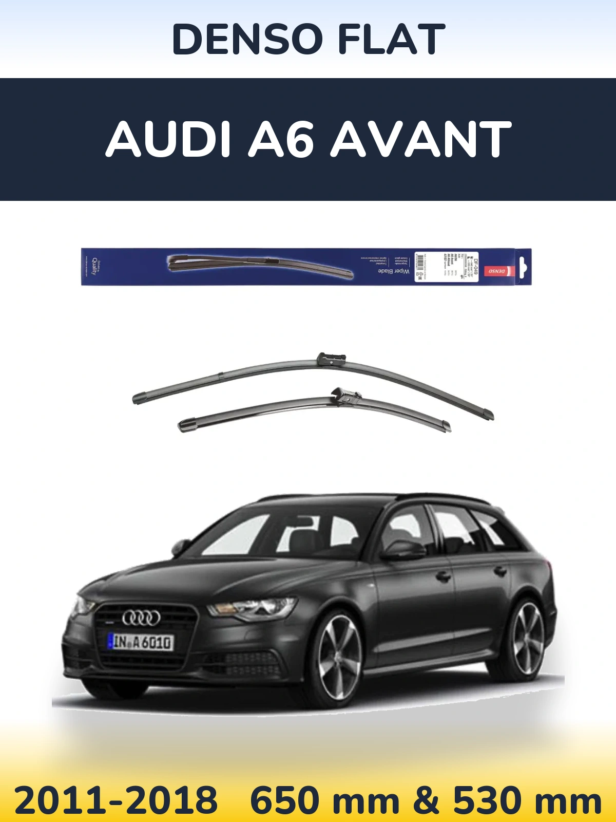 Front wiper blade set Denso Flat 640 & 520 mm for Audi A6 Avant 2011-2018