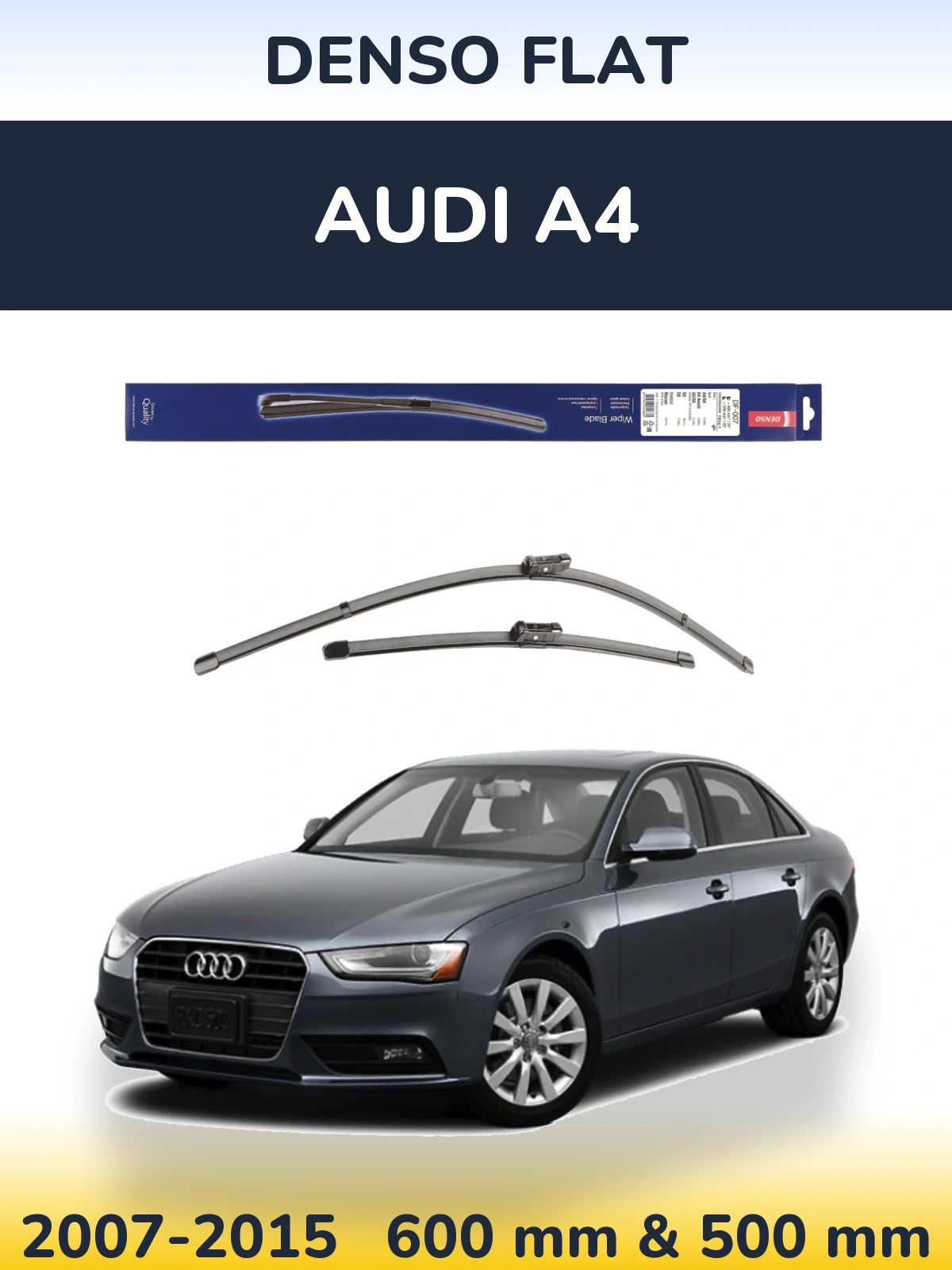 Комплект передніх щіток Denso Flat 600 & 500 мм для Audi A4 2007-2015