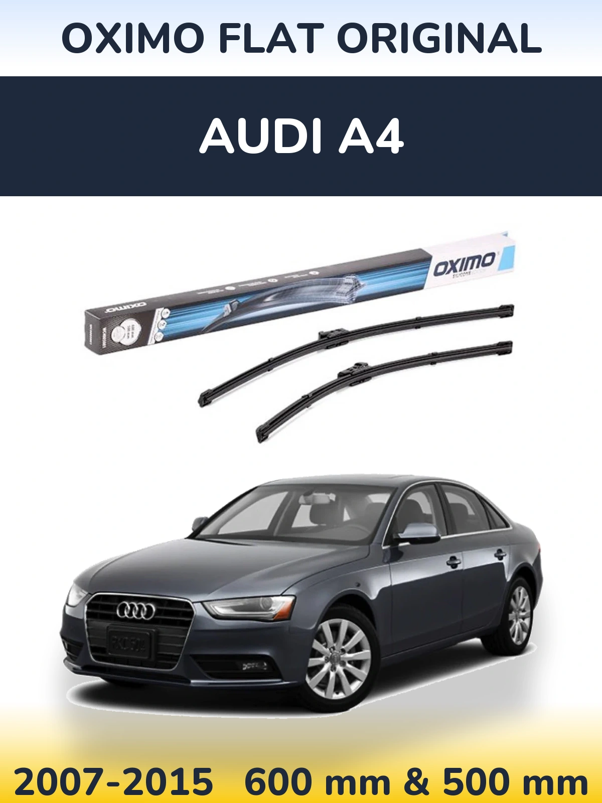 Front wiper blade set Oximo Flat Original 600 & 500 mm for Audi A4 2007-2015