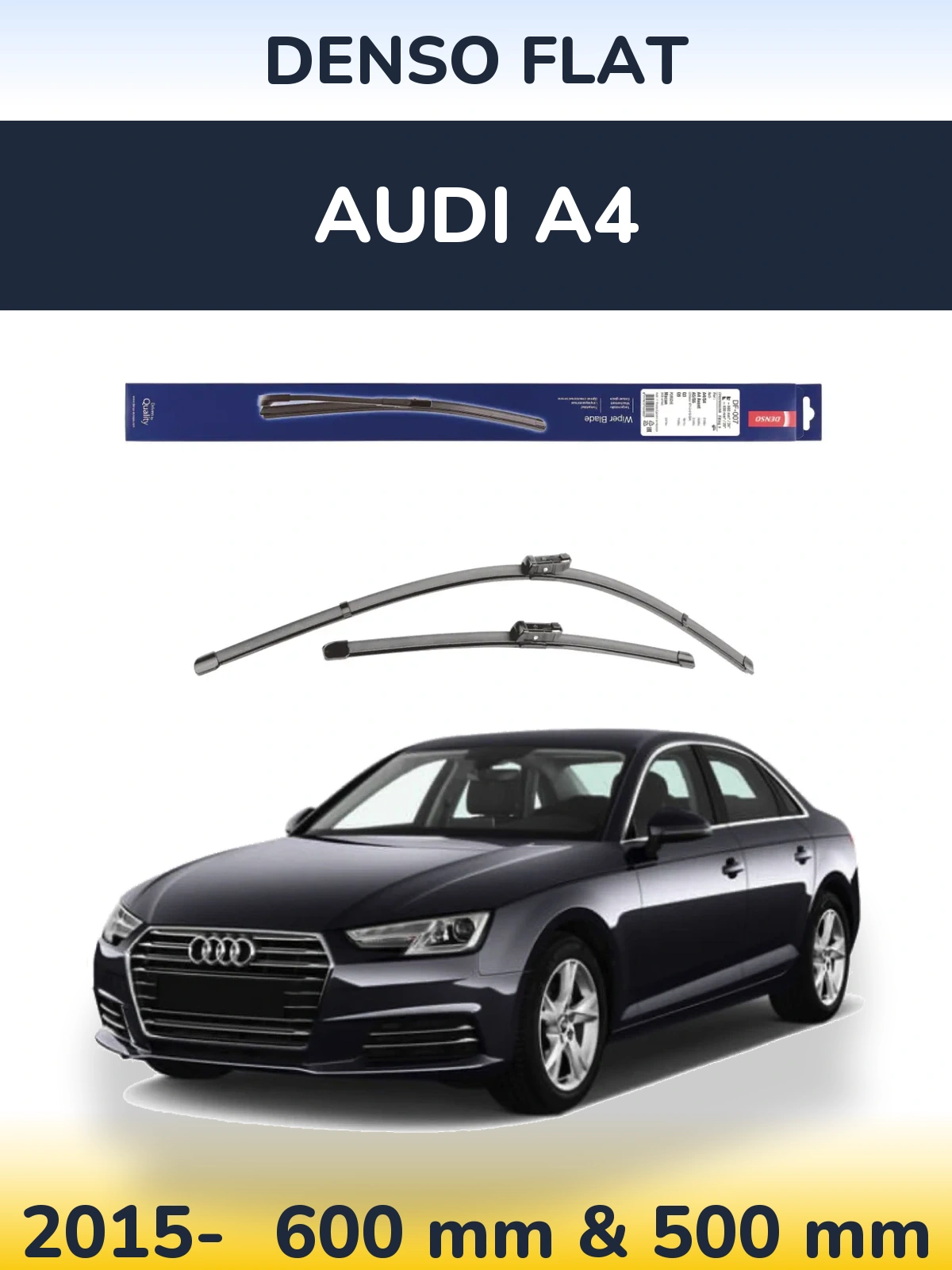 Комплект передніх щіток Denso Flat 600 & 500 мм для Audi A4 2015-2026