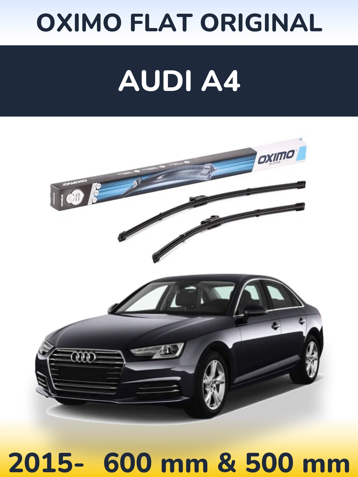 Front wiper blade set Oximo Flat Original 600 & 500 mm for Audi A4 2015-2026