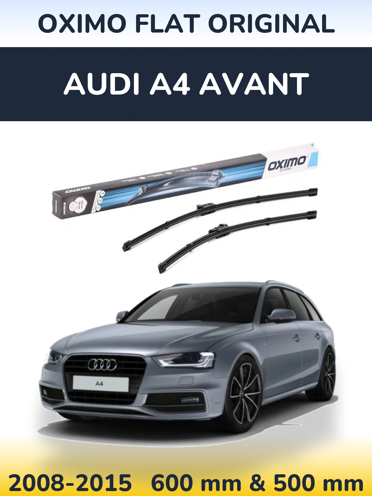 Front wiper blade set Oximo Flat Original 600 & 500 mm for Audi A4 Avant 2008-2015