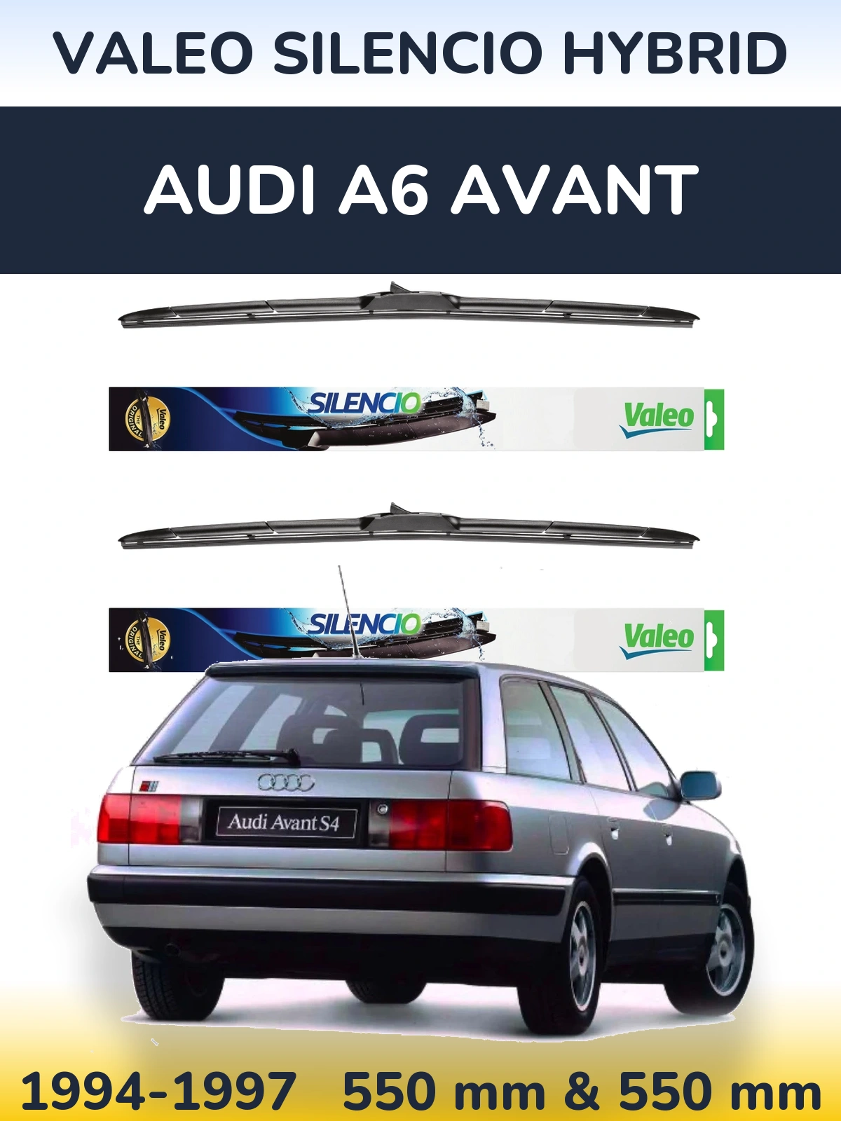 Комплект передних дворников Valeo Silencio Hybrid 550 & 550 мм для Audi A6 Avant 1994-1997