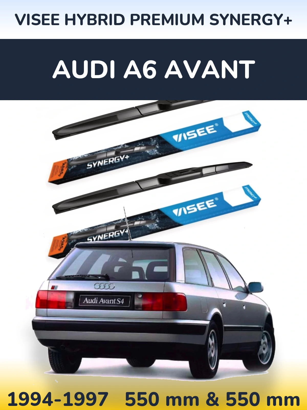Front wiper blade set VISEE HYBRID PREMIUM SYNERGY+ 550 & 550 mm for Audi A6 Avant 1994-1997
