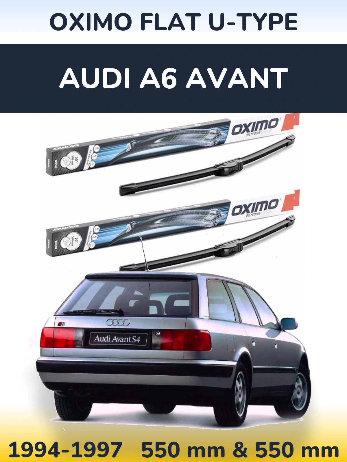 Комплект передніх щіток Oximo Flat U-type 550 & 550 мм для Audi A6 Avant 1994-1997