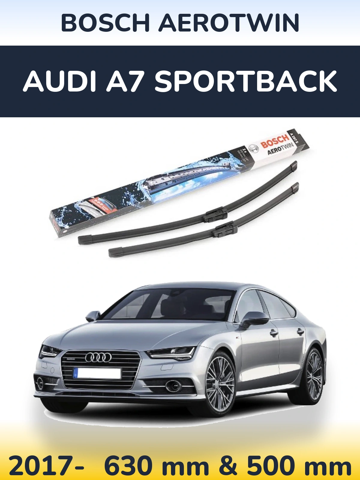 Комплект передних дворников BOSCH AeroTwin 600 & 500 мм для Audi A7 Sportback 2017-2026