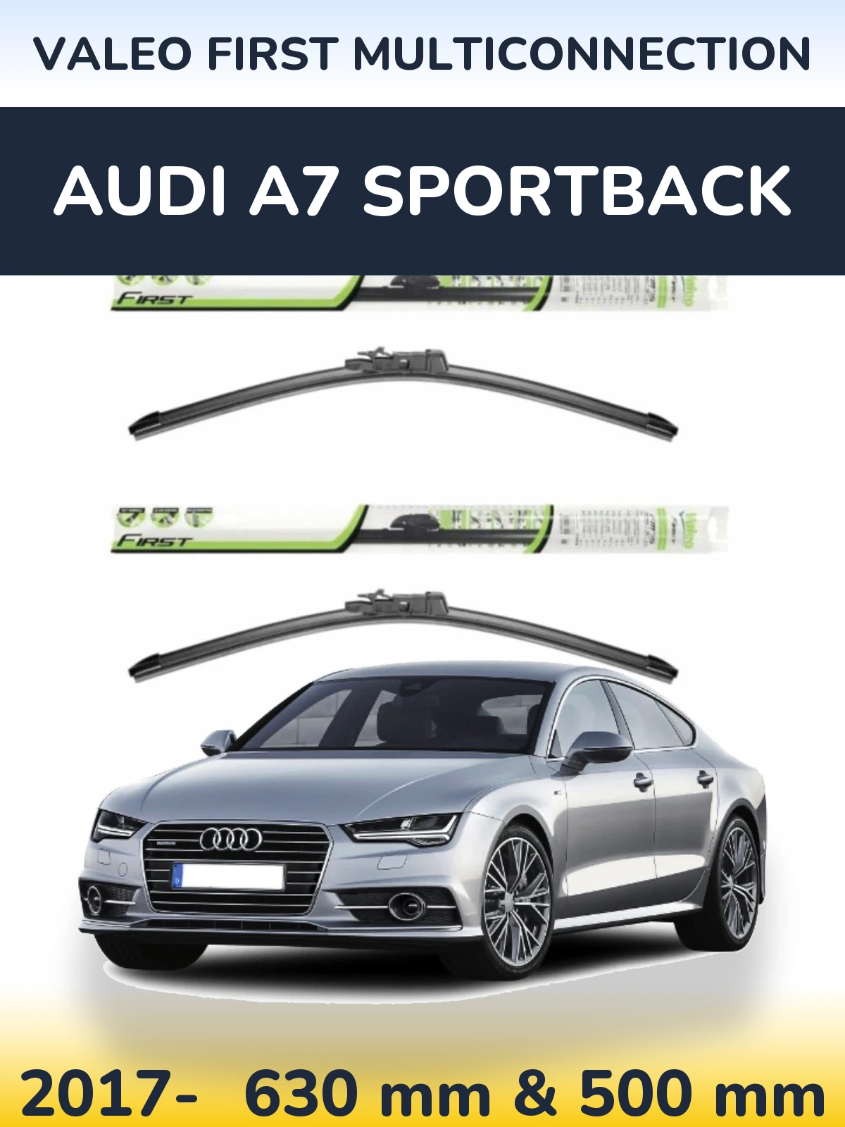 Комплект передніх щіток Valeo First MultiConnection 600 & 500 мм для Audi A7 Sportback 2017-2026