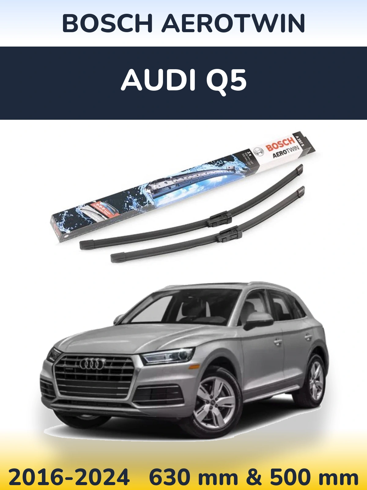 Front wiper blade set BOSCH AeroTwin 600 & 500 mm for Audi Q5 2016-2024