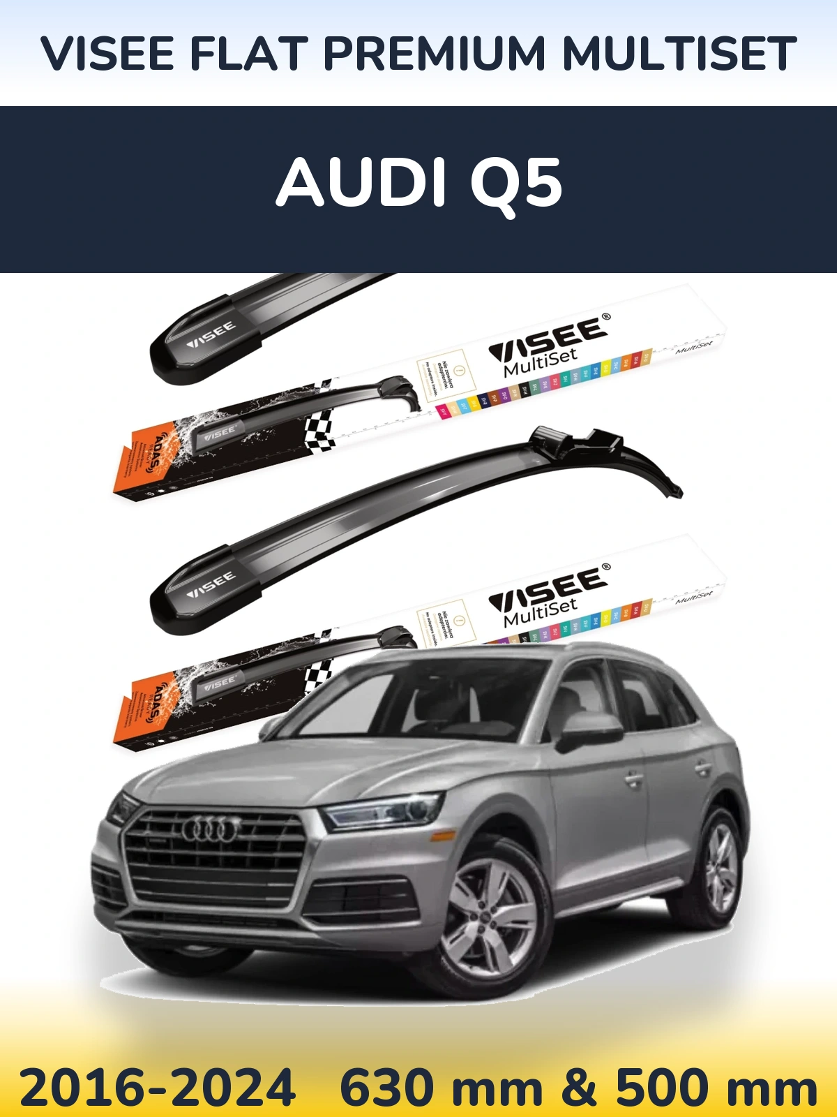 Комплект передних дворников VISEE FLAT PREMIUM MultiSet 630 & 500 мм для Audi Q5 2016-2024