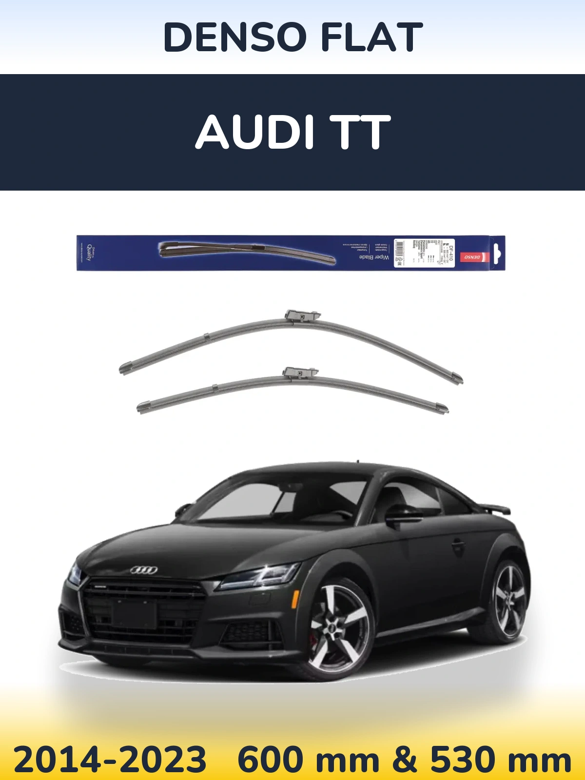 Front wiper blade set Denso Flat 600 & 520 mm for Audi TT 2014-2023