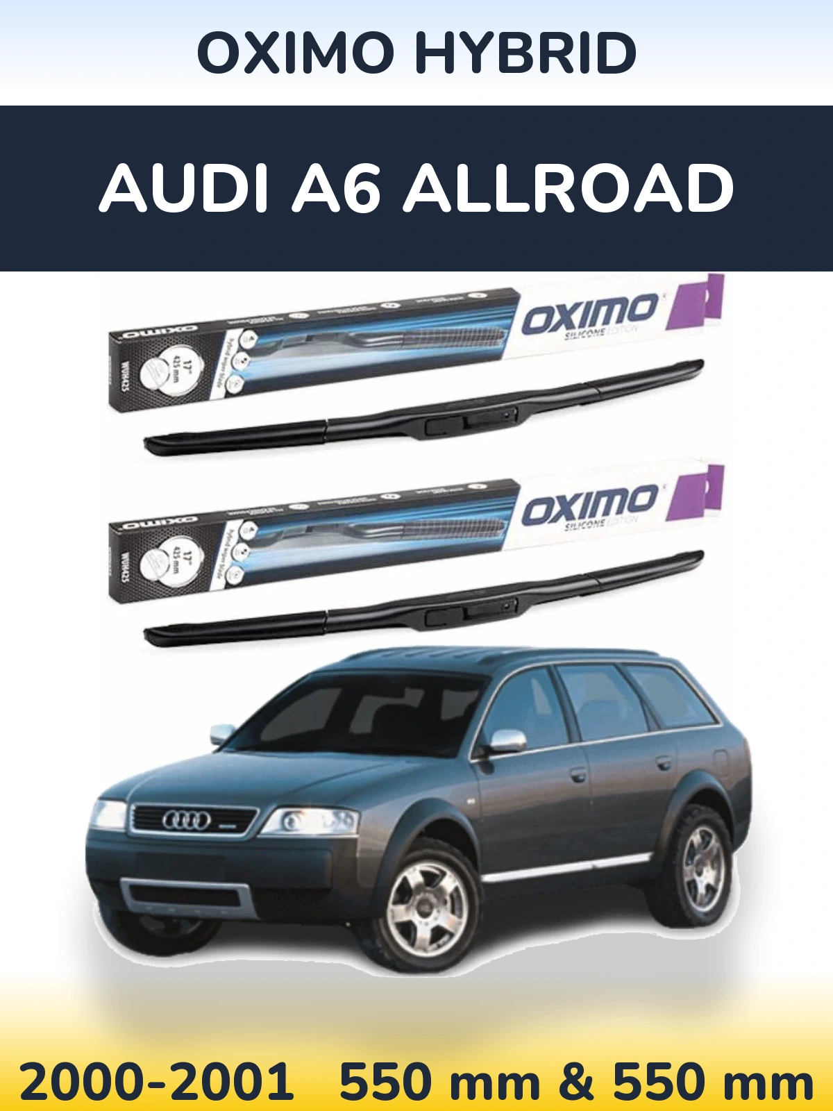 Комплект передних дворников Oximo Hybrid 550 & 550 мм для Audi A6 Allroad 2000-2001