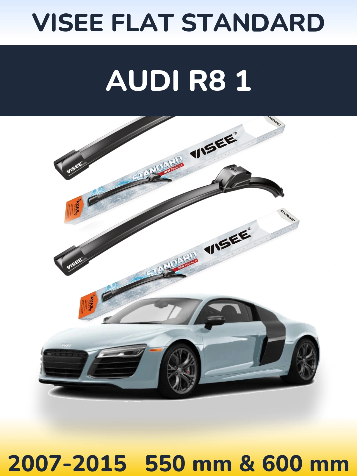 Комплект передних дворников VISEE FLAT STANDARD 550 & 600 мм для Audi R8 1 2007-2015