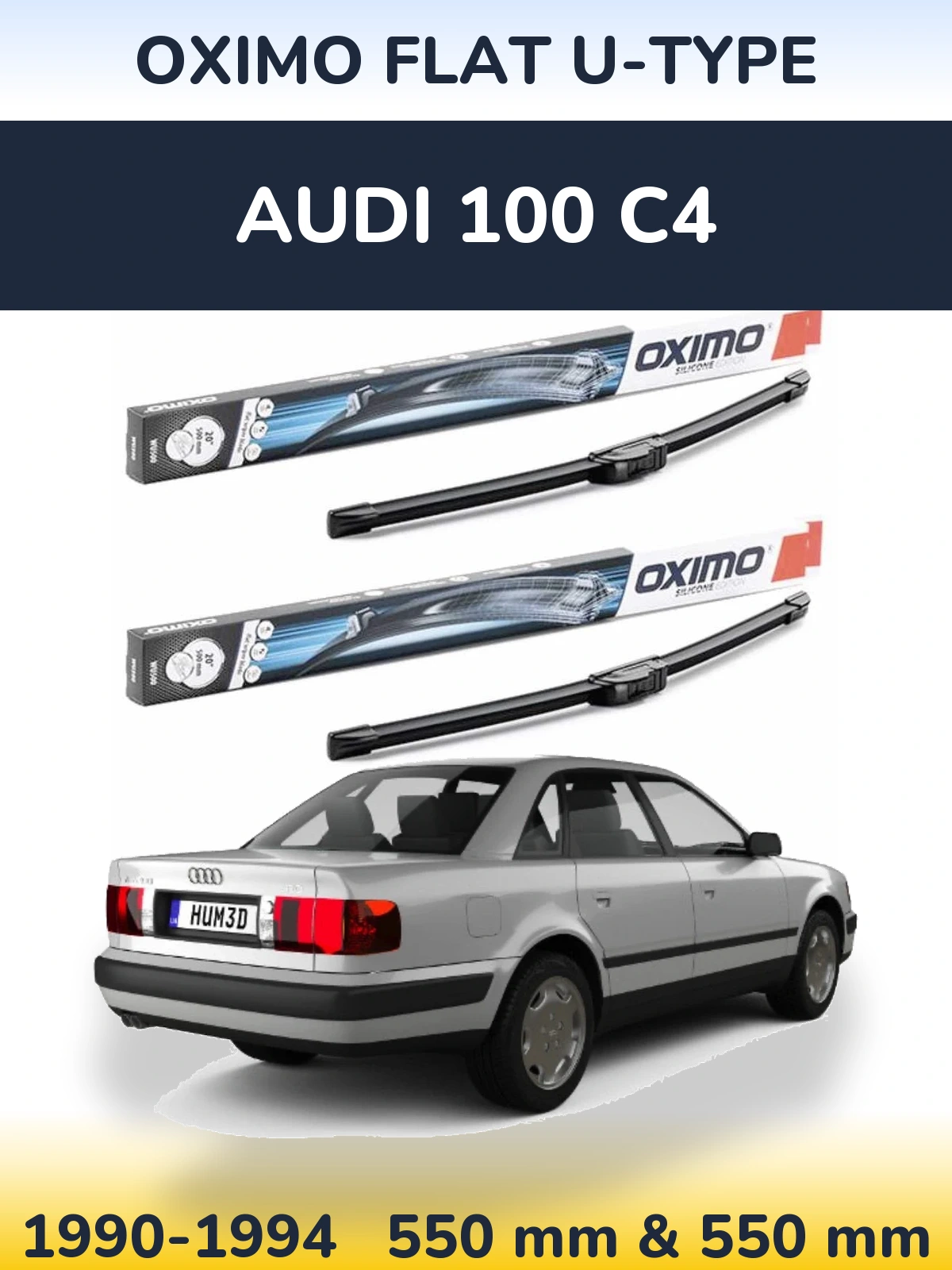 Комплект передних дворников Oximo Flat U-type 550 & 550 мм для Audi 100 C4 1990-1994